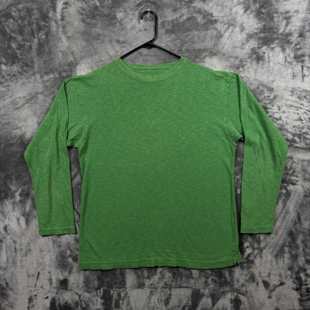 45rpm Long Sleeve T-Shirt Mens Size 2 Green Slub Cotton Crew Neck Made in Japan